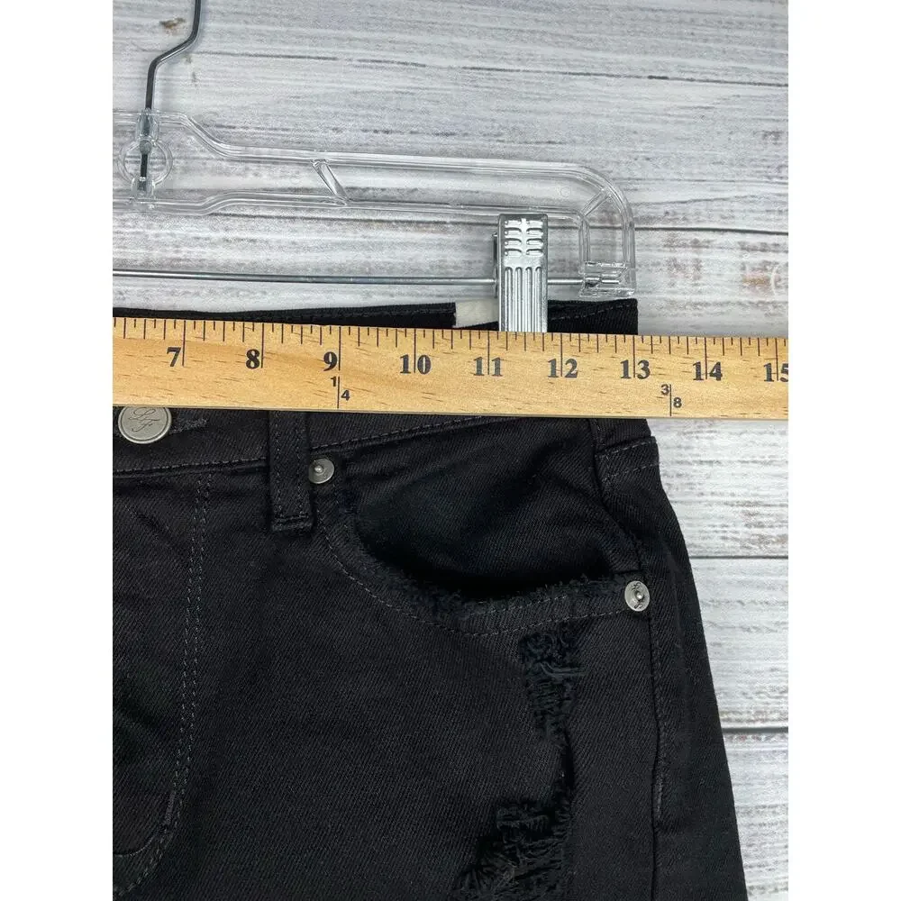 Lovers + Friends Denim Nathan High Rise Long Cut Off Shorts Black 25 Modest 8”